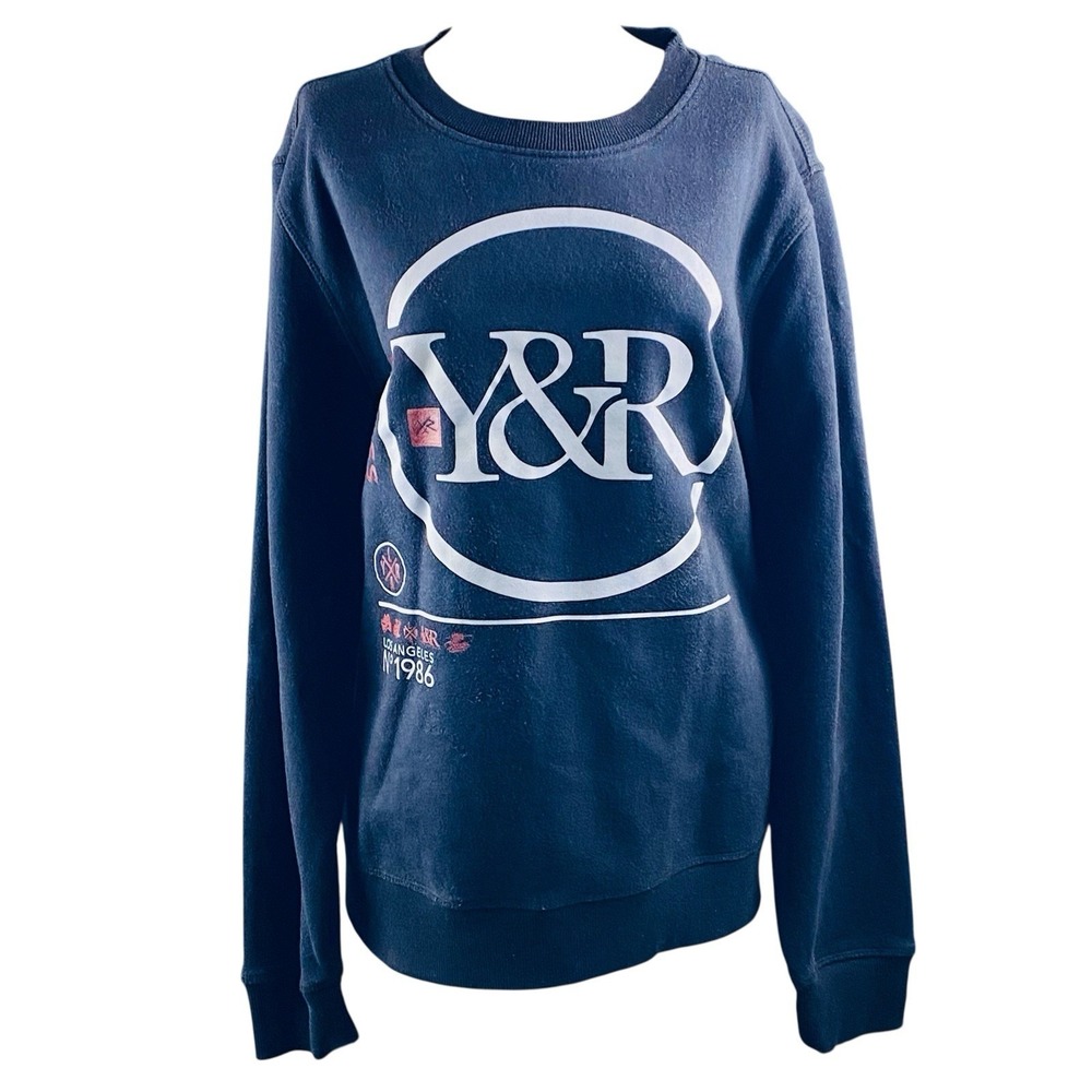 Y&R Young & Reckless 1986 Black Sweatshirt Long Sleeves Crew Neck Pullover Large